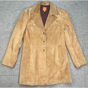 Anonymous John Carlisle Women's Full Button 3/4 Length Leather Jacket Size Large